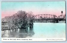 Crookston Minnesota MN Postcard Scene Red Lake River Bridge Trees 1913 Vintage picture