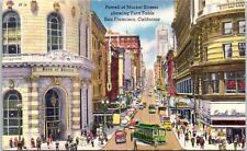 1952 Linen Postcard San Francisco CA Powell & Market Street Cable Car Turn Table picture