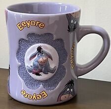 Eeyore Disney Parks Mug Authentic Original Purple  Flower Sand Textured Pooh Cup picture