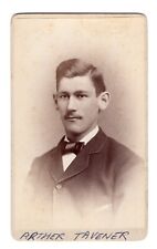 BOSTON MA 1880s ID Victorian Man ARTHUR T. TAVENER CDV 1880 Census Info on Bck picture