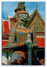 1972 Giant at Aroon Temple Thailand Vintage Posted Air Mail Stamp Postcard picture