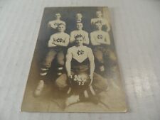 7A-91 1915 REAL PHOTO POSTCARD BASKETBALL TEAM UNIFORM Jerseys 6 PLAYERS picture
