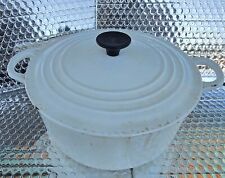 LE CREUSET 22 Cast Iron Dutch Oven Pot Round Casserole Tan White  3.5QT FRANCE picture