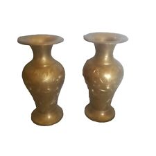 Vintage 2 Small Brass Vases 4
