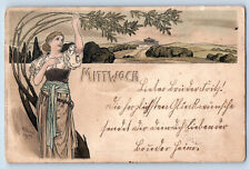 Oldenburg Lower Saxony Germany Postcard Mittwoch Lady Holding Tree 1900 Posted picture