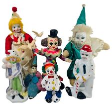 Assortment of 7 Vintage Clowns SIZES & SHAPES Made of Porcelain, Ceramic & Clay picture