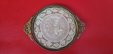 Antique Gilt Metal Dresser Vanity Tray w/ Glass & French Normandy Lace picture