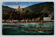 Stolzenfels Medieval Castle Gothic Chapels Rhine River Boats Postcard picture