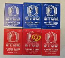 Lot of 6 Sealed Decks of Vintage Stud Playing Cards 3 red/3 blue USPCC Walgreens picture