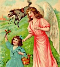 C.1910s The Guardian Angel. Adorable Girl. Beautiful Horse. Spiritual. VTG picture