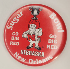 Vintage 1974 Sugar Bowl New Orleans Nebraska Cornhuskers Pinback Button Football picture