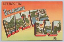 Delaware Water Gap Pennsylvania Large Letter Linen Postcard Colourpicture picture