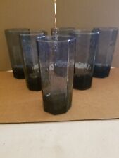 Libbey Facets Octagon Dusky Blue 6 inch Water/Tea Glasses - Set of (6) Vintage picture