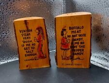 Vintage 1960's St. Lawrence Seaway Wooden Salt & Pepper Shakers Cartoon Indians picture
