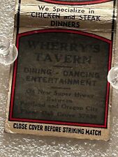 1930’s? Portland Oregon City Wherrys Tavern Matchbook Vintage picture