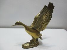 Vintage Fritz Brass Duck in Flight Figurine 7 1/4
