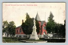 Stockbridge MI Soldiers Monument And Town Hall Michigan c1908 Vintage Postcard picture