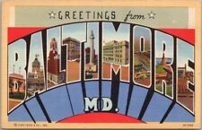 BALTIMORE, Maryland Large Letter Greetings Postcard Curteich Linen - Dated 1945 picture