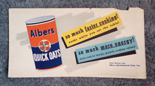 ORIG. 1940'S ALBERS QUICK OATS CARDBOARD ADVERTISING SIGN. 11X21 picture