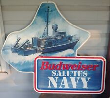 Budweiser Salutes Navy Tin Sign 1994 29 high 33 wide picture
