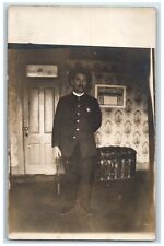 c1910's Sheriff Policeman In House RPPC Photo Unposted Antique Postcard picture