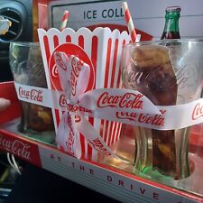 Coca-Cola GIFT SET Vintage Looking Glasses, Tray,  Popcorn Bucket  picture