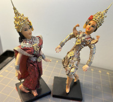 Vintage Handmade Thai Dancer Dolls in Traditional Costumes picture