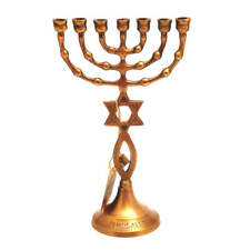 Small Menorah In Brass Plated From Holy Land Jerusalem 7.9″ / 20cm picture