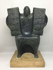 1969 GIUSEPPE MACRI Resin Sculpture on Base Judaica ~ Moses and Ten Commandments picture