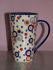 Polish Pottery 12 oz. Bistro Mug Happy Happy Pattern picture