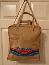 Vintage PAN AM AIRLINES Flight Carry-on Travel Canvas Tote Bag Tan picture
