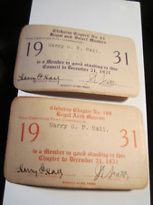 1931 CLEBURNE COUNCIL ROYAL MASTERS & ROYAL ARCH MASONS I.D. CARDS - BBA-45 picture