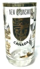 Vintage New Brunswick Canada Glass Souvenir Stein Mug Black & Gold 5.5