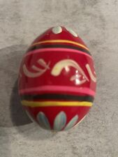 Vintage Handcrafted & Handpainted Colorful Wooden Egg w/ Floral & Swirl Designs picture
