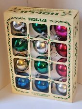 Vintage Retro Multi Colored Holly Glass Christmas Ornaments picture