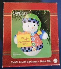 2001 Carlton Cards Child's Fourth Christmas Ornament Snowman My 4th Christmas 27 picture