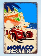 1937 Monaco French Grand Prix Art Automobile Race mancave bar pub tin sign picture
