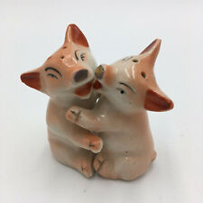 Vintage Hugging Pigs Salt and Pepper Shakers Ceramic Retro 1950's Japan 2.5