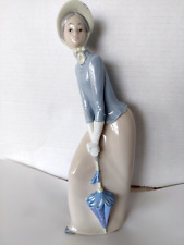 VTG 1982 ZAPHIR BY LLADRO PORCELAIN TALL FIGURINE  11.5'' LADY W  UMBRELLA SPAIN picture