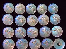 REDUCED CZECH GLASS BUTTONS (20 PCS) DRAGONFLY  / AB FINISH  (18mm) DS 009 picture