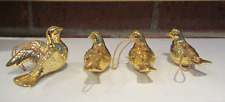 Lot of 4 Beautiful DOVE Christmas Ornaments Shiny Gold Tone Made in Japan picture