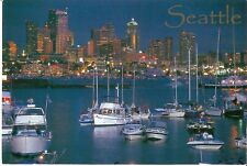 NEW 4x6 Unposted Postcard Seattle Washington Lake Union downtown night view picture