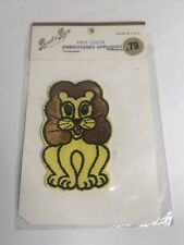 Vintage Land O' Lace LION yellow brown Sew On Patch Applique Made in USA picture