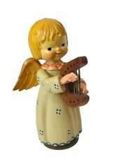 Anri Ferrandiz Italy Hand Carved Figurine Vtg Signed RARE Angel Golden Harp girl picture