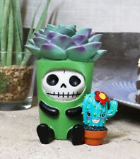 Ebros Furry Bones Echy The Succulent Plant Pot With Cactus Skeleton Figurine picture
