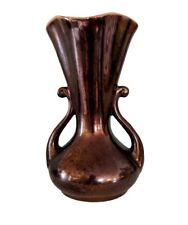 Red Wing Pottery Vase Handles Brown with Gold Inside Vintage Urn picture