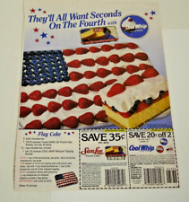 1995 Sara Lee 4th of July Strawberry Flag Cake Cool Whip Print Ad Coupons picture