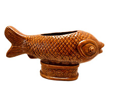 Vintage Japanese Ceramic Large Koi / Carp Fish Statue Figurine Planter 16in picture