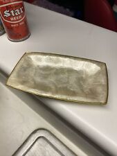 Capiz Shell Small Rectangular Tray Ivory W/Gold Trim Vintage 7”long by 4” wide picture
