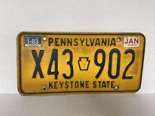 Vintage 1983 Pennsylvania Keystone State License Plate Tag Yellow rustic PA picture